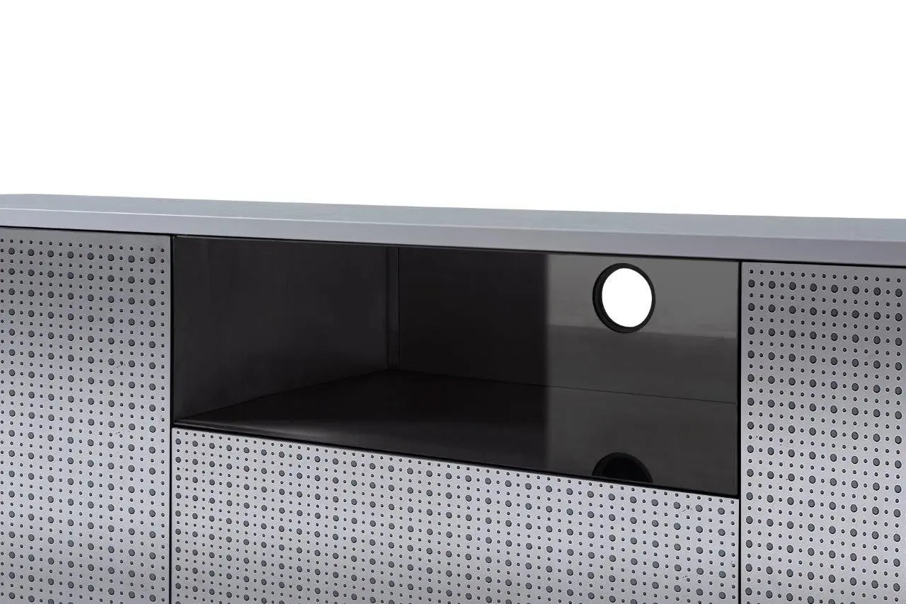 Adriana Contemporary White & Dark Chrome Two-Door Sideboard