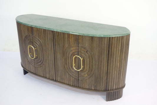Angari Wooden 4 Door Marble Top Side Board