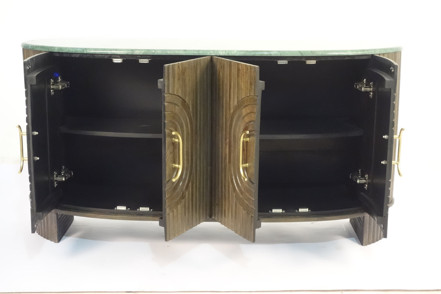 Angari Wooden 4 Door Marble Top Side Board