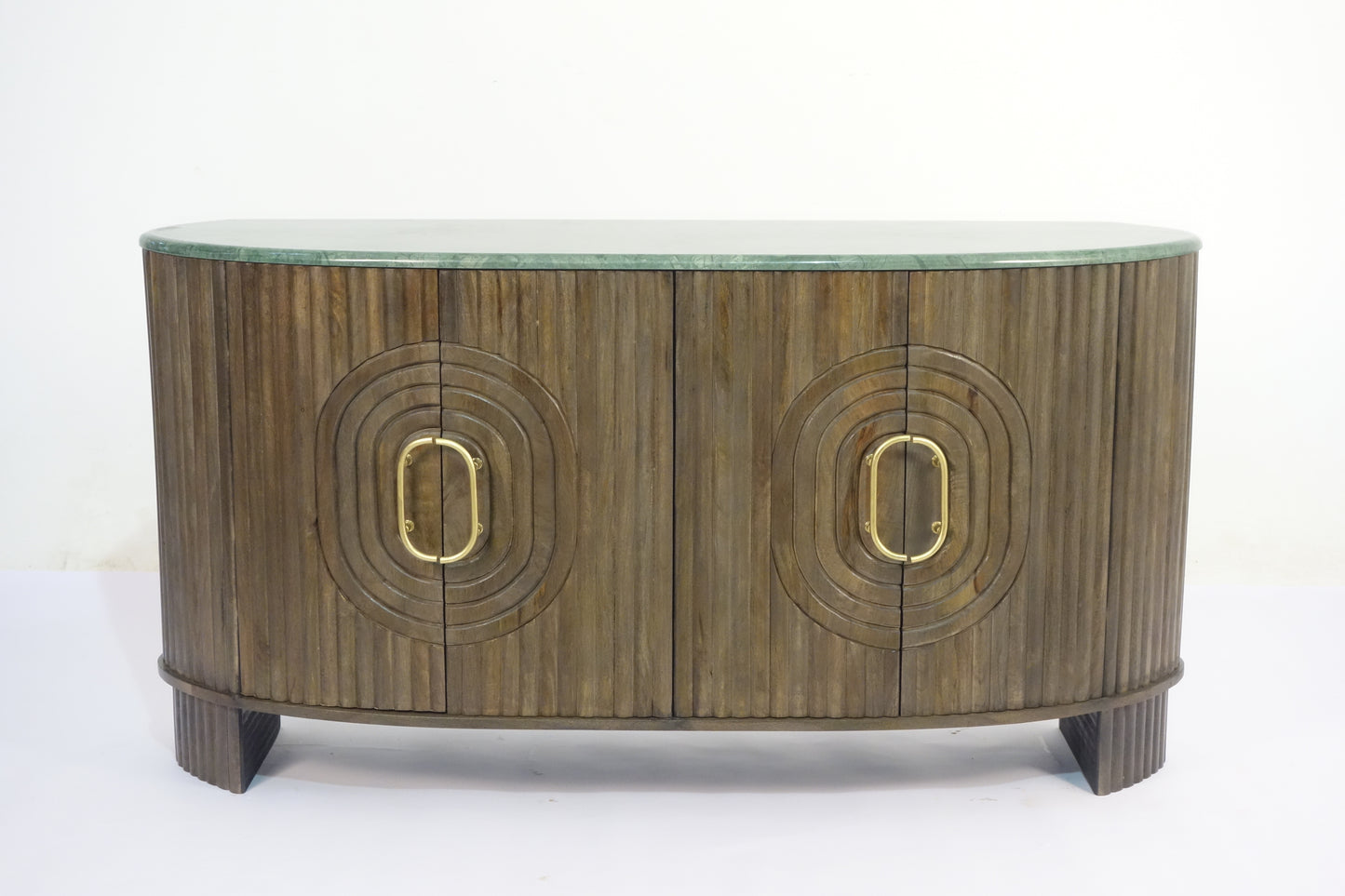 Angari Wooden 4 Door Marble Top Side Board