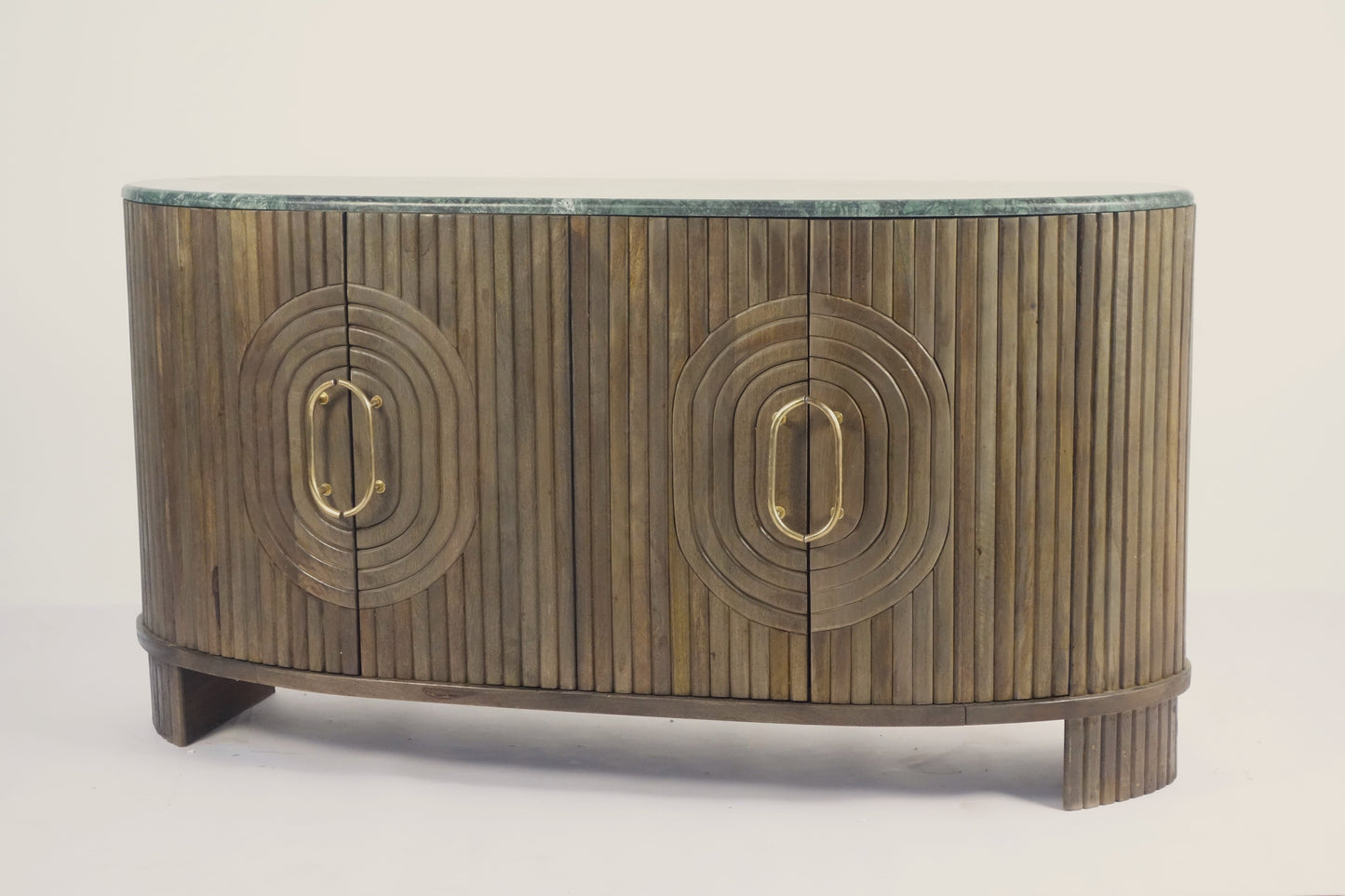 Angari Wooden 4 Door Marble Top Side Board