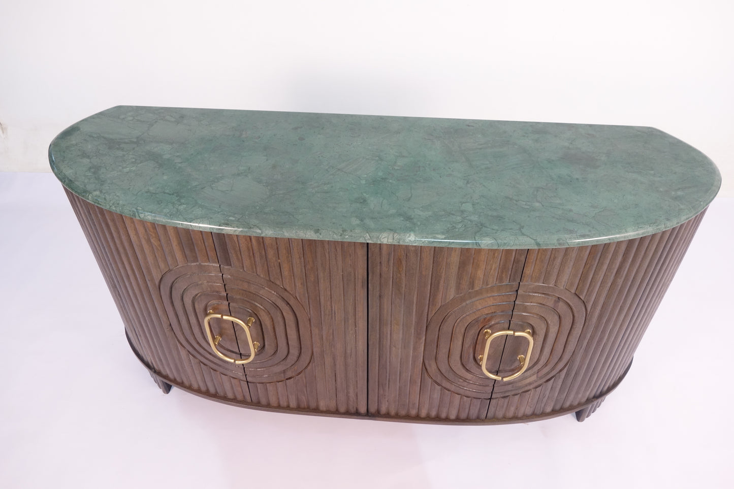 Angari Wooden 4 Door Marble Top Side Board