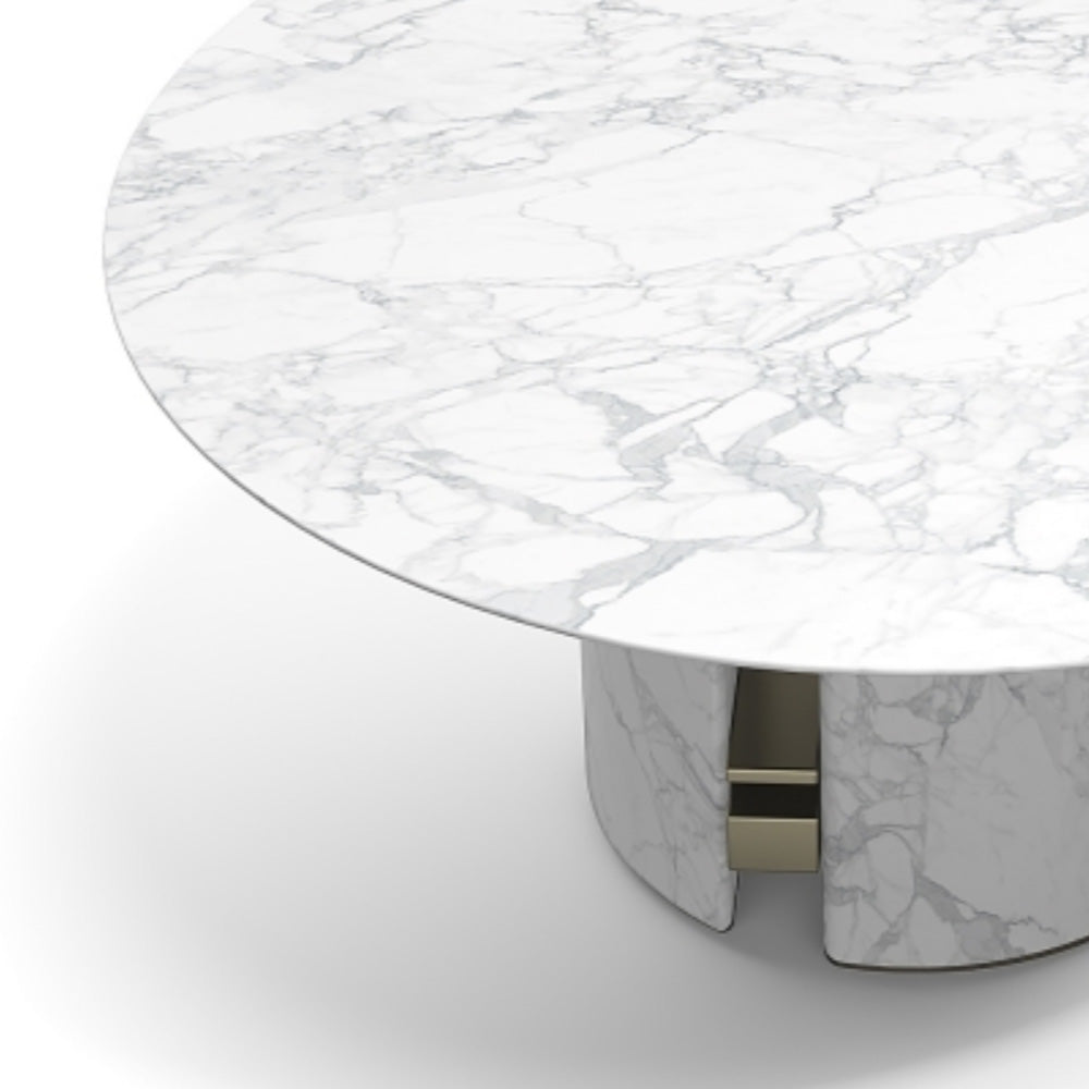 Contemporary Round Calacatta Oro Marble Dining Table