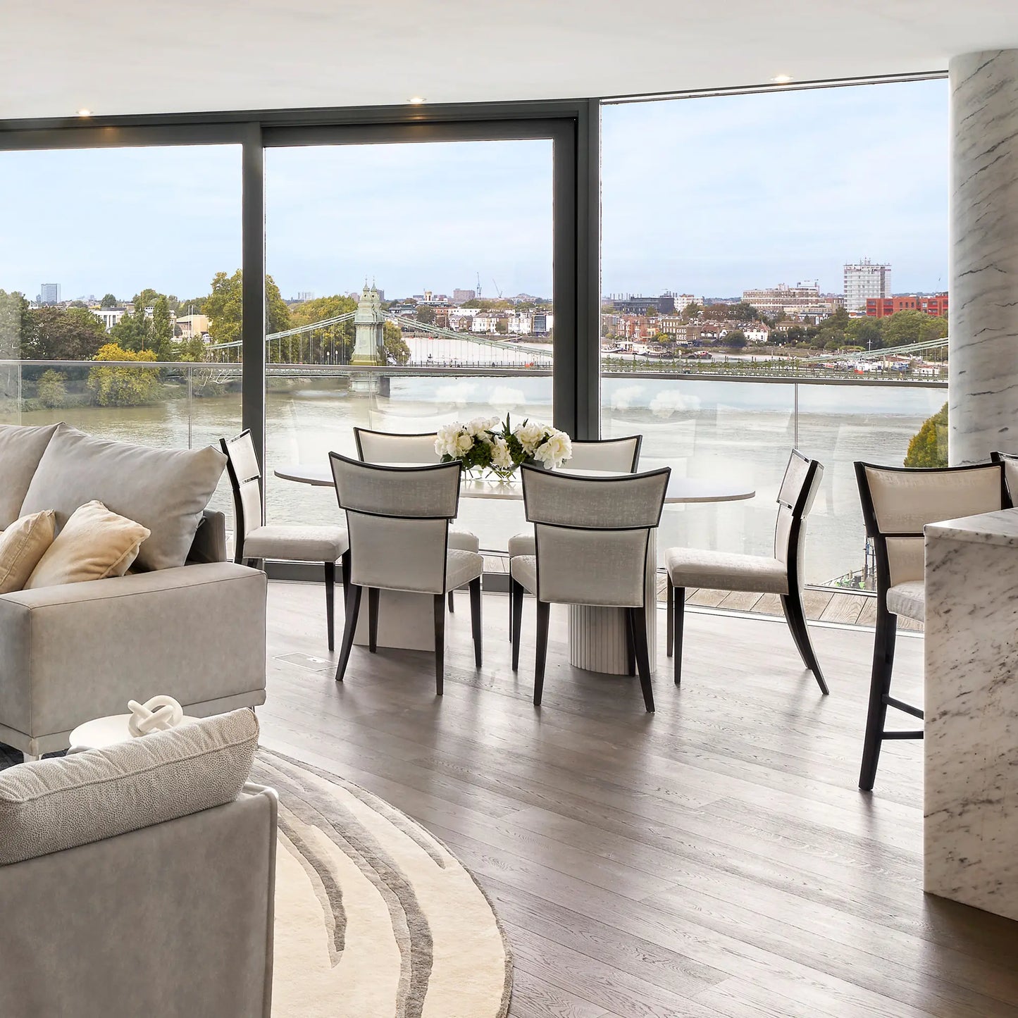 Exclusive Oval Ammonite Tuscany Quartz Dining Table