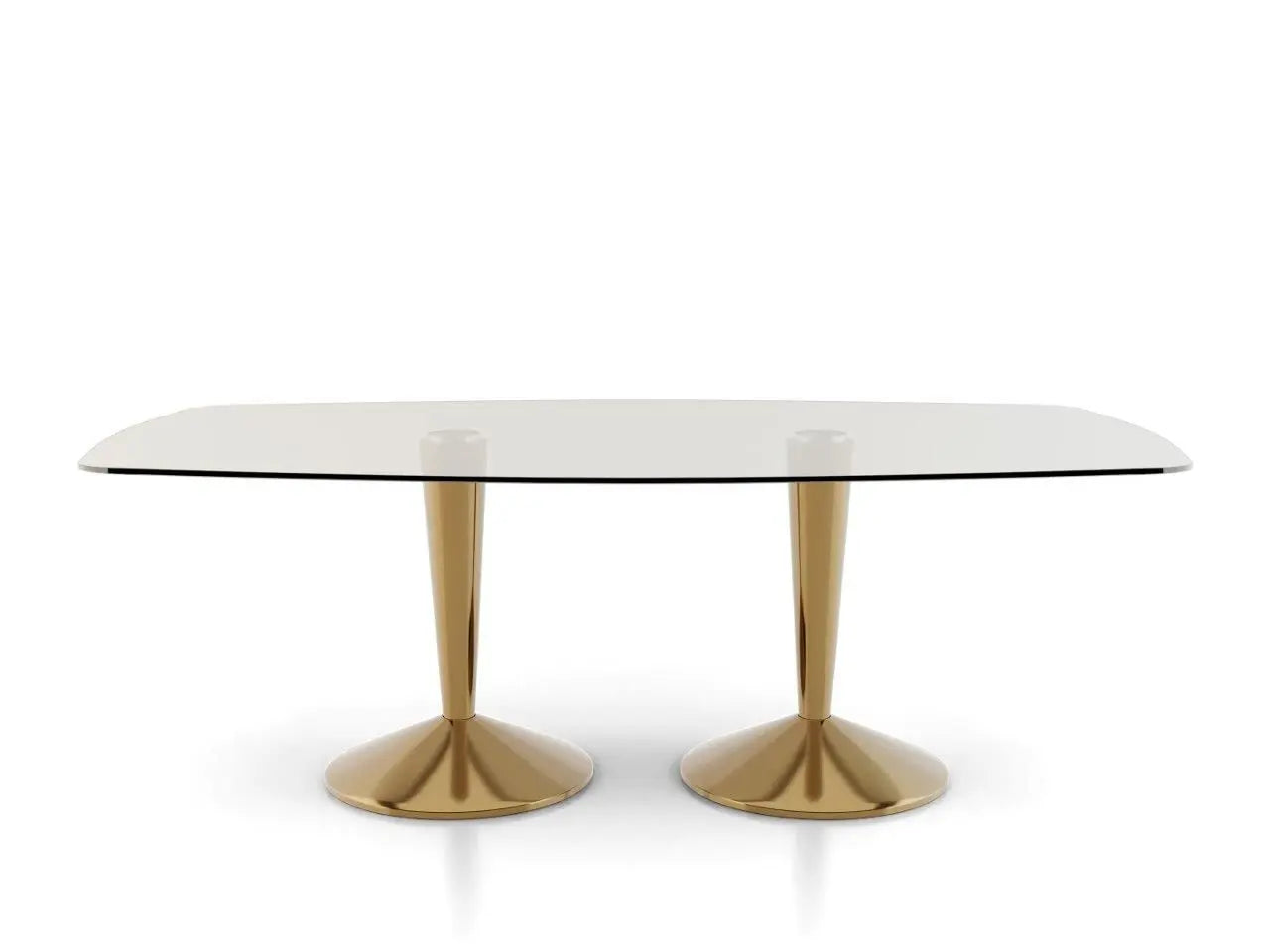 Iona Rectangular Double Brass Pedestal Dining Table