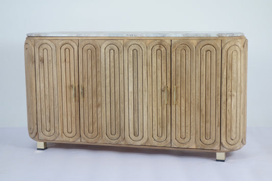 Kasli Wooden Capsule Design Marble Top Side Board