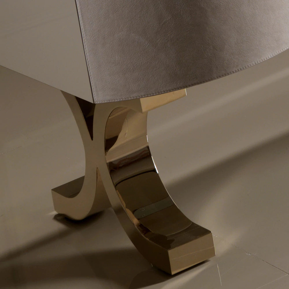 Lacquered Nubuck Luxury Shaped Sideboard with Drawers