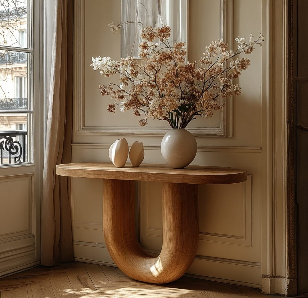 Oak Ellora U-Base Console Table