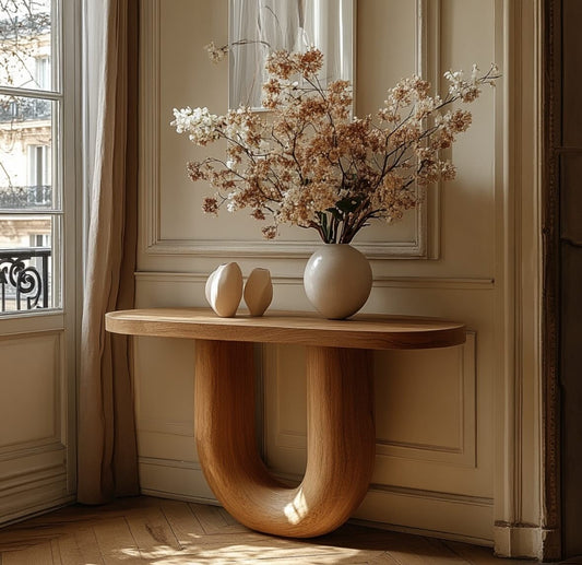 Oak Ellora U-Base Console Table