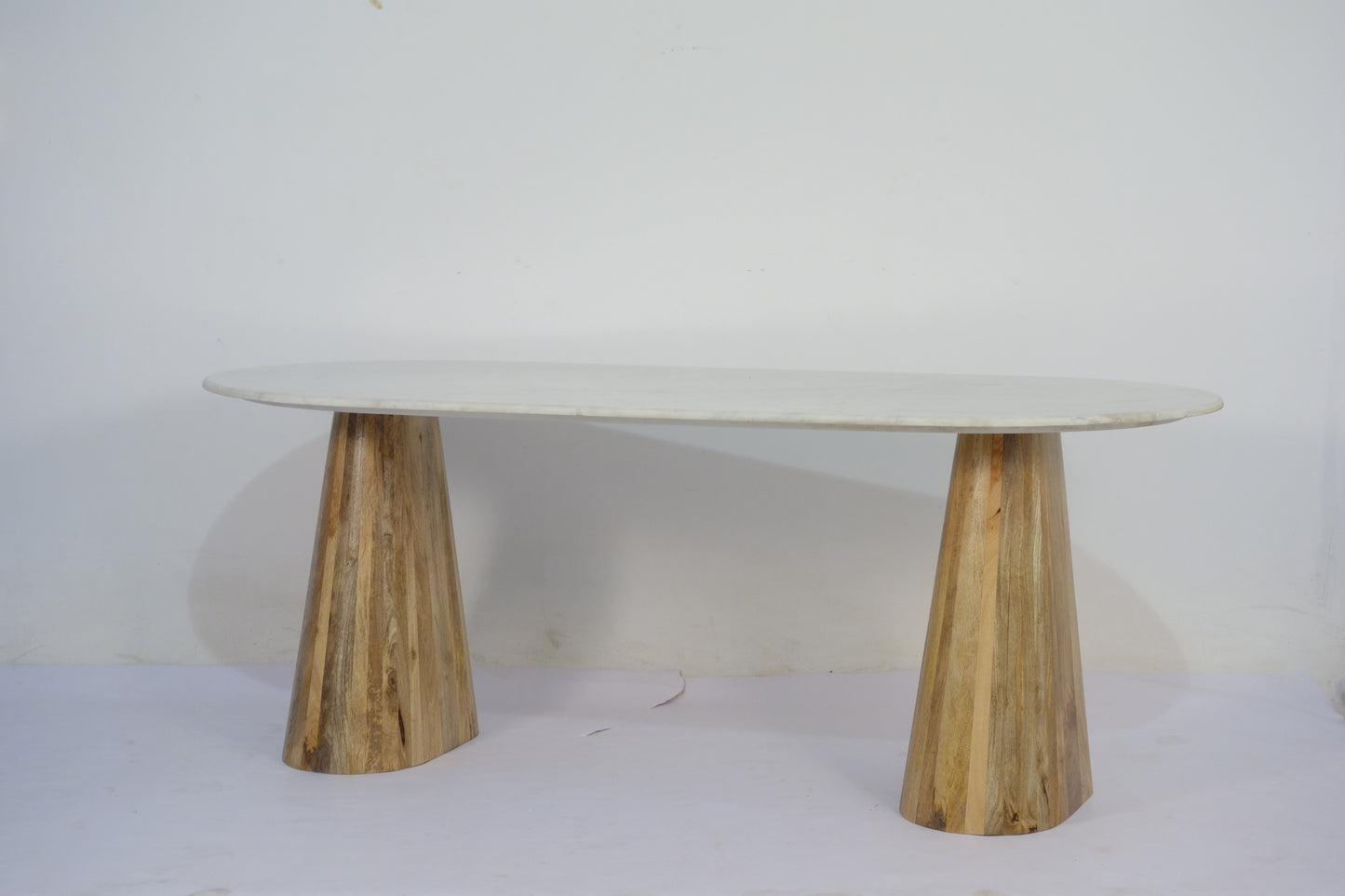 Norwa Wooden Ovel Marble Top Dining Table