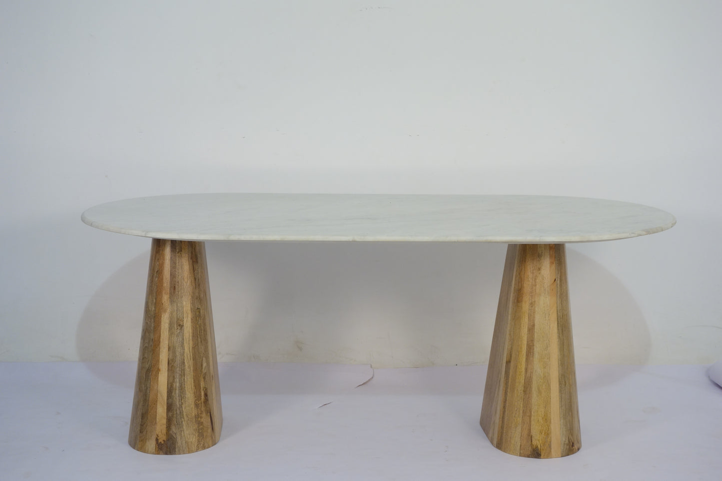 Norwa Wooden Ovel Marble Top Dining Table