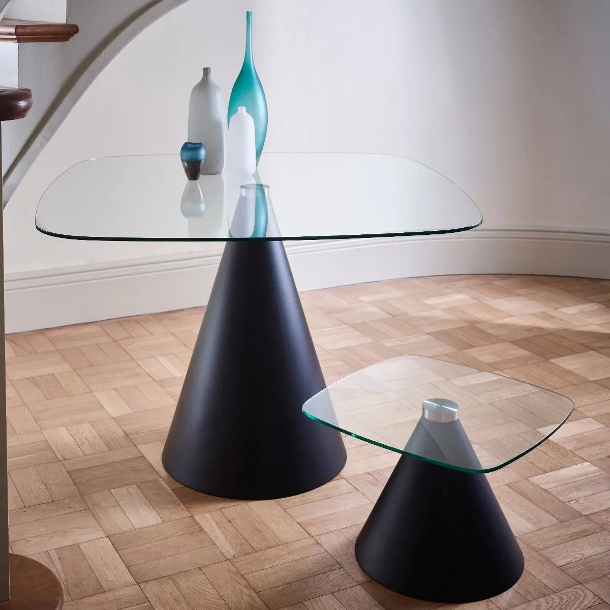 Oscar Rectangular Glass Dining Table – Black Brushed Finish