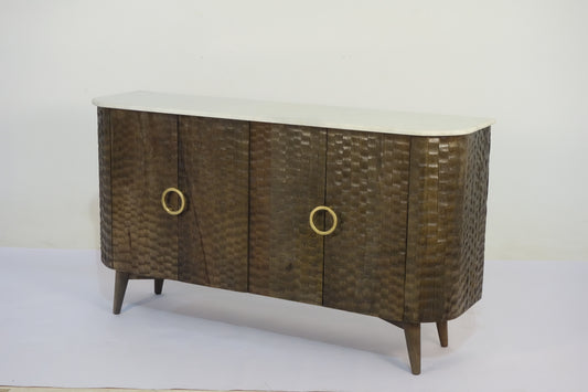 Satana Wooden 4 Door Chiseled Design Side Board