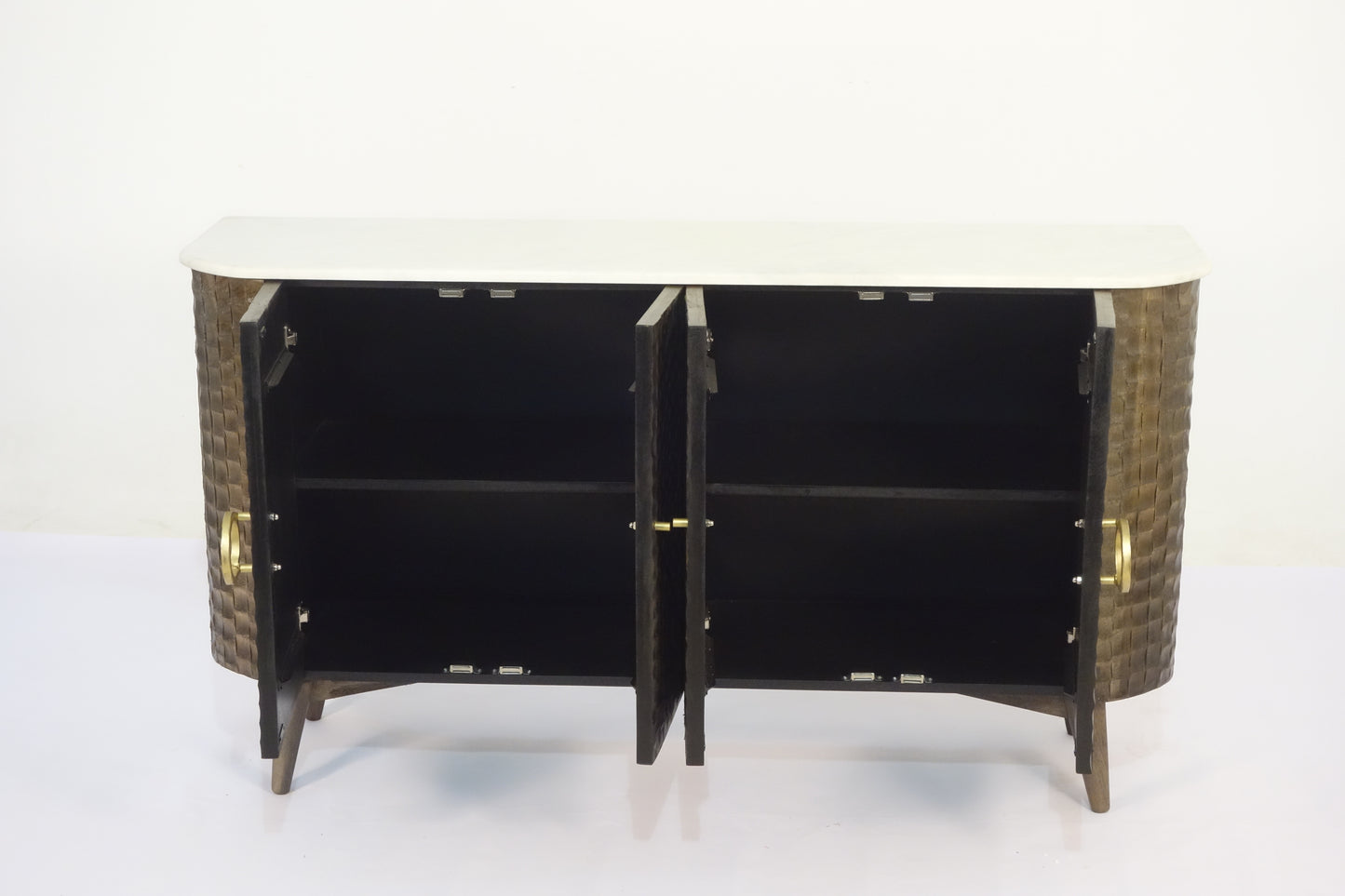 Satana Wooden 4 Door Chiseled Design Side Board
