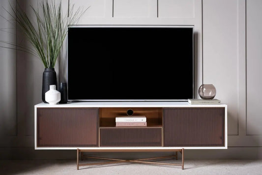 Adriana Amber Fluted Glass TV Sideboard Unit