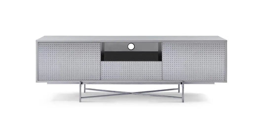 Adriana Contemporary White &amp; Dark Chrome Two-Door Sideboard
