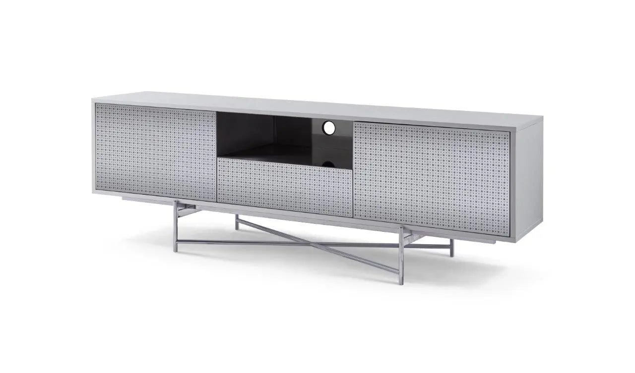 Adriana Contemporary White &amp; Dark Chrome Two-Door Sideboard