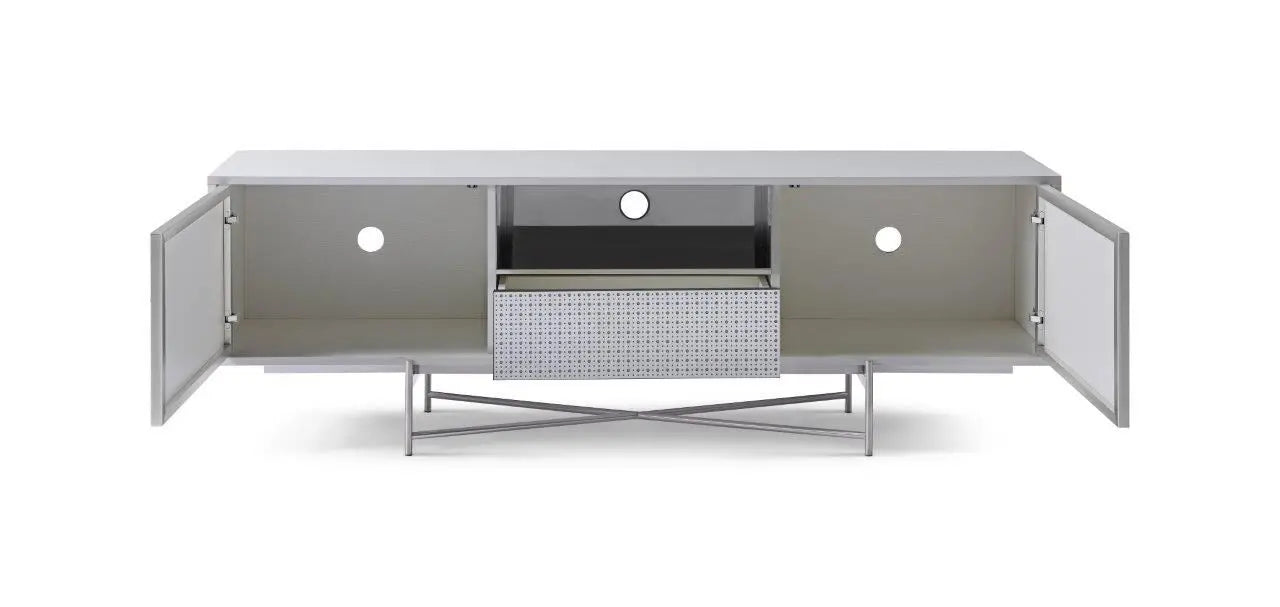 Adriana Contemporary White &amp; Dark Chrome Two-Door Sideboard
