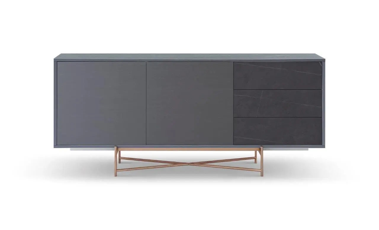 Adriana Grey Oak &amp; Marble-Effect Luxury Buffet Sideboard