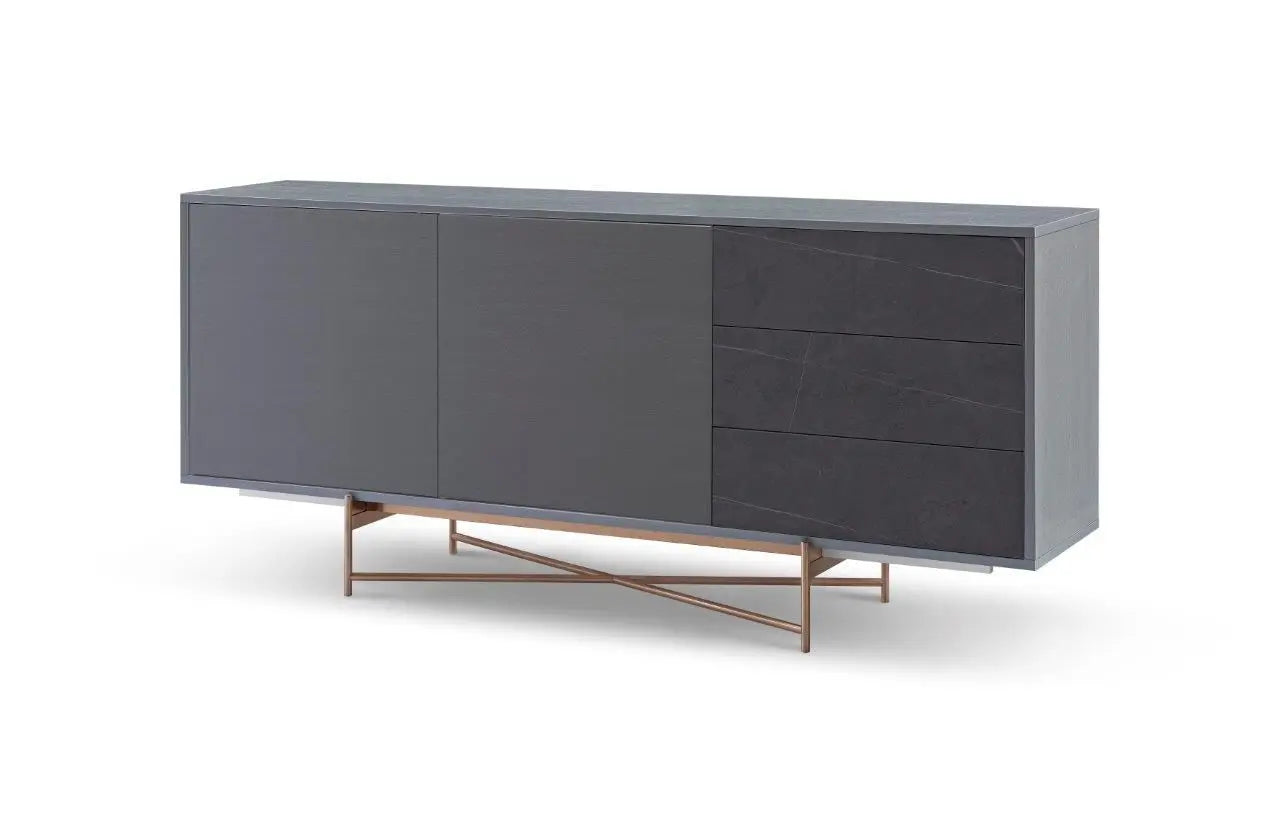Adriana Grey Oak &amp; Marble-Effect Luxury Buffet Sideboard
