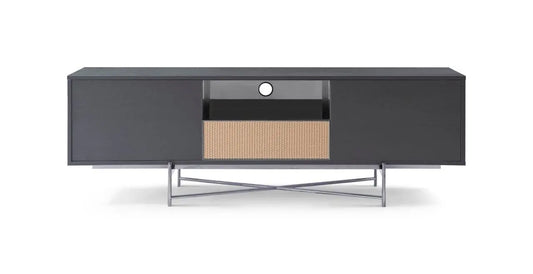Adriana Grey Oak &amp; Rattan TV Sideboard Unit