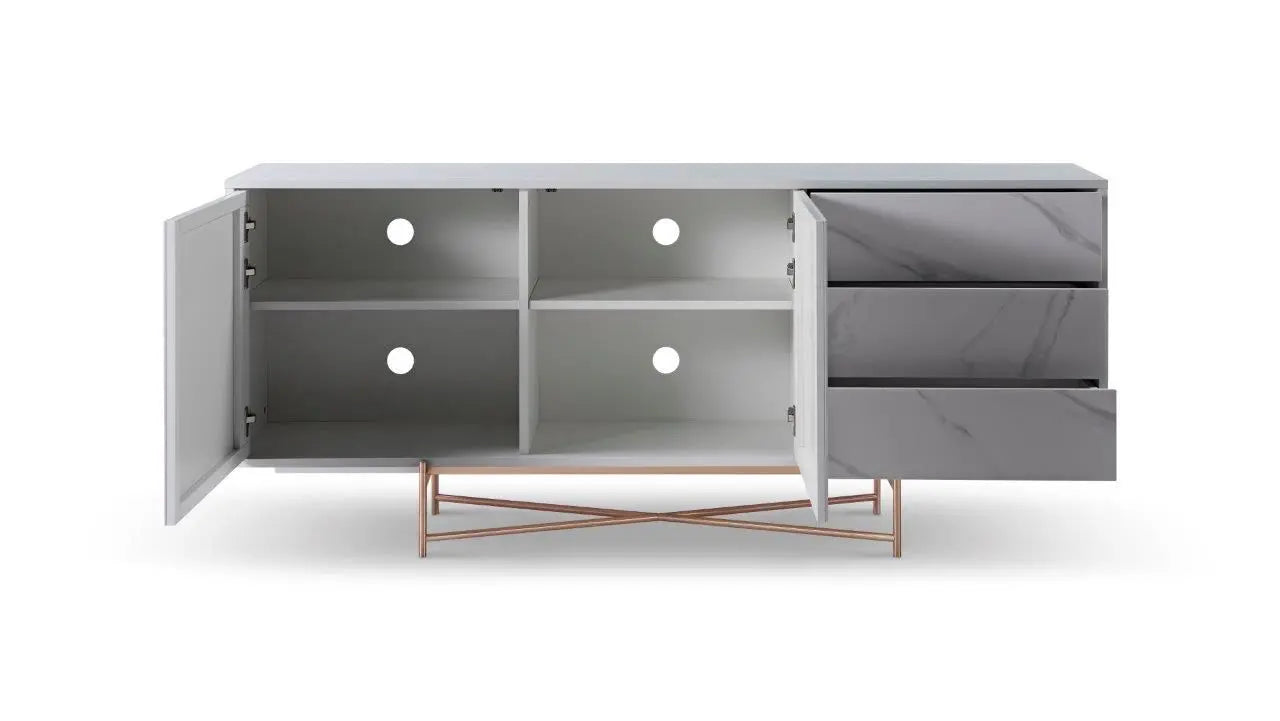 Adriana White Ceramic Marble Dining Buffet Sideboard