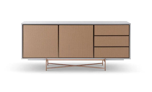 Adriana White Oak &amp; Rattan Sideboard Buffet