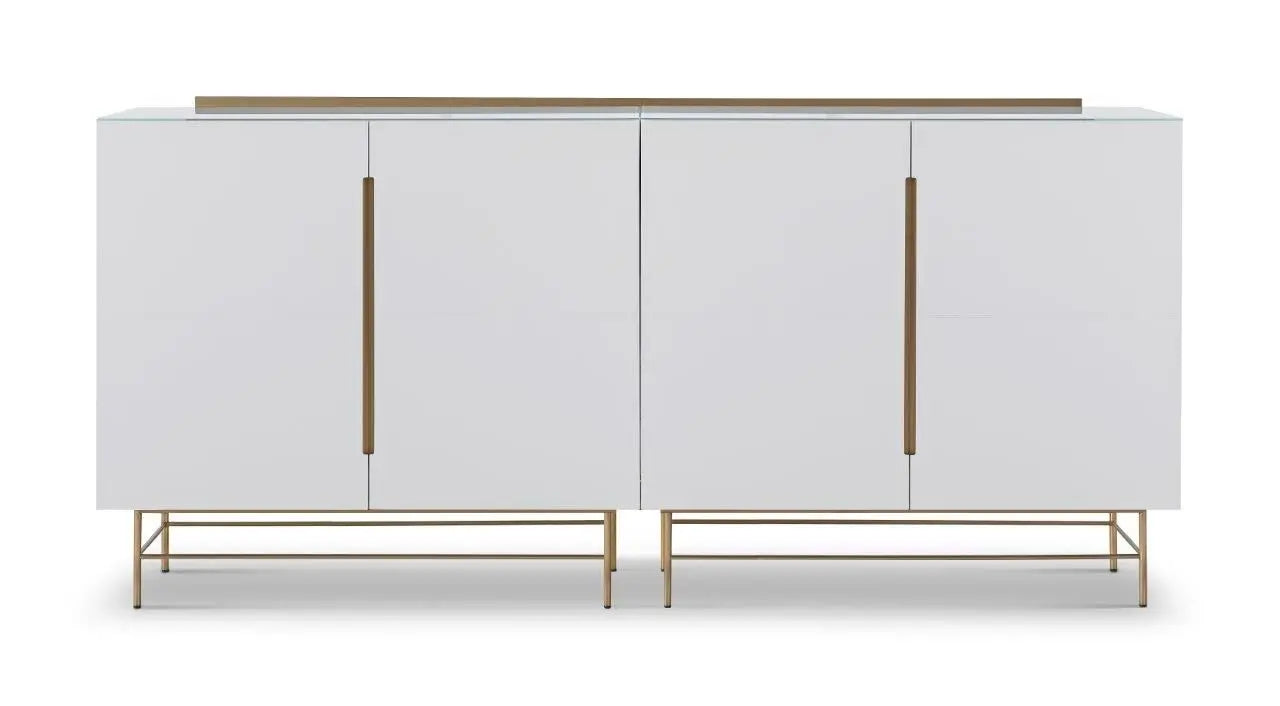 Alberto Four Door White &amp; Gold Sideboard