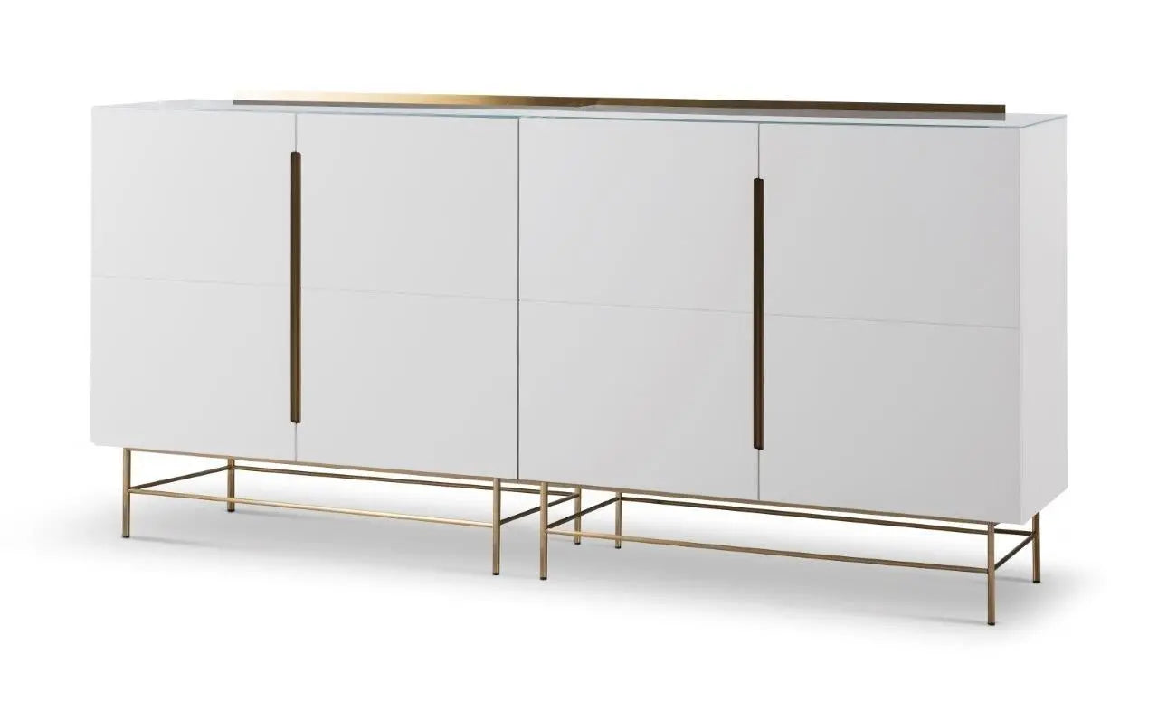 Alberto Four Door White &amp; Gold Sideboard