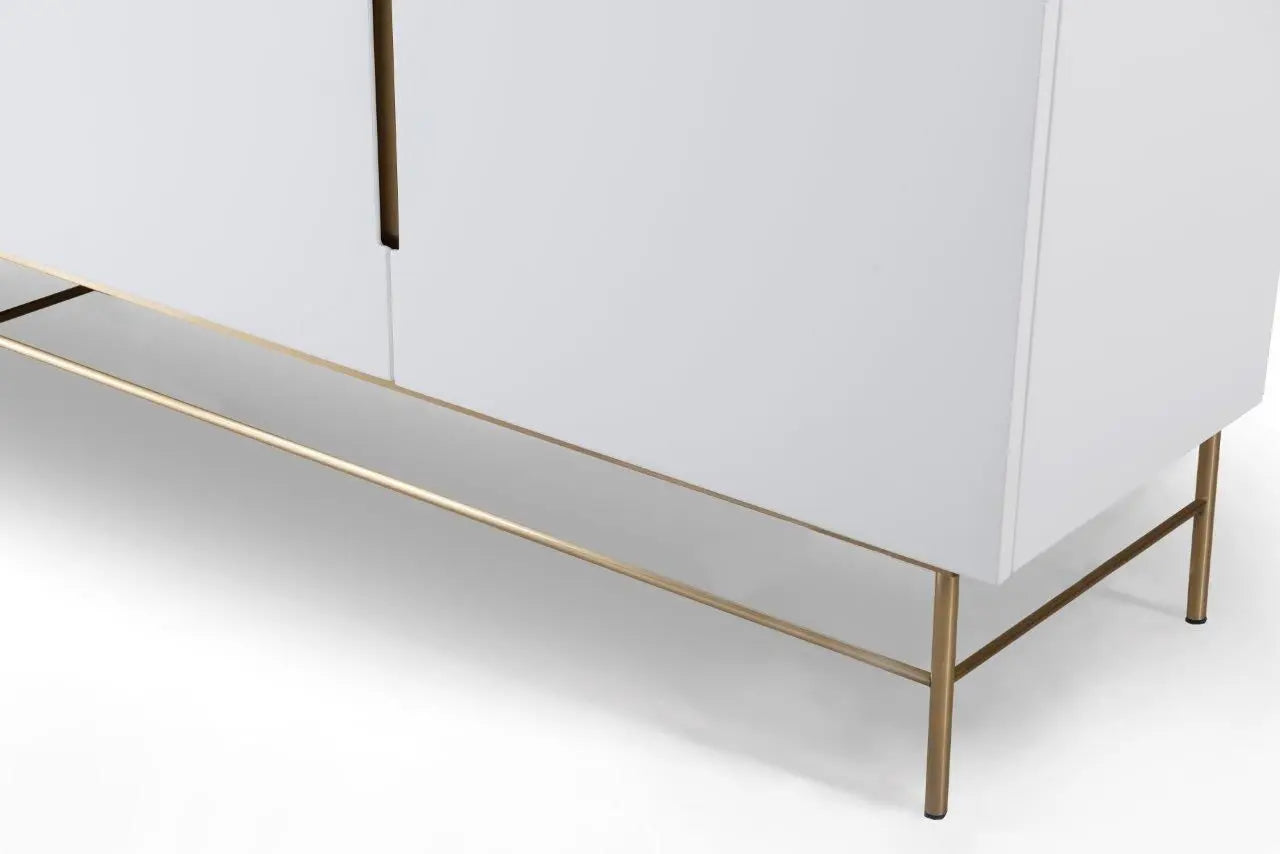 Alberto Four Door White &amp; Gold Sideboard