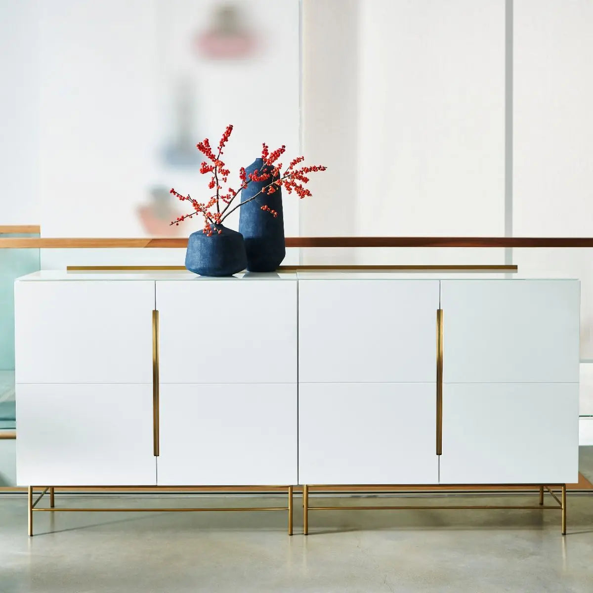 Alberto Four Door White &amp; Gold Sideboard