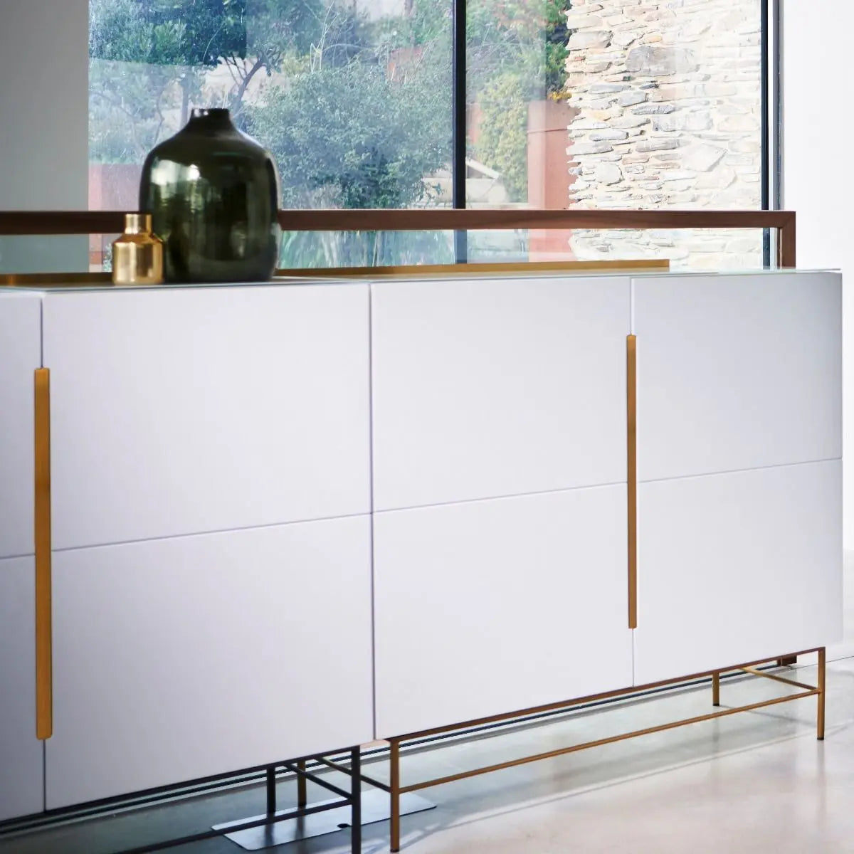 Alberto Four Door White &amp; Gold Sideboard