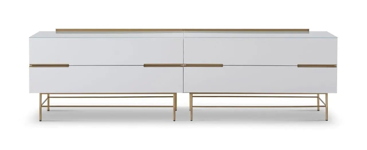 Alberto White Low Sideboard with Gold Accents