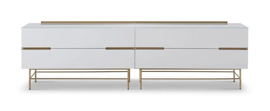 Alberto White Low Sideboard with Gold Accents