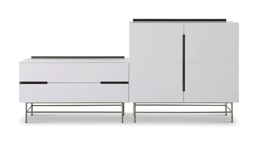 Alberto White Sideboard with Black Stainless Steel Accents