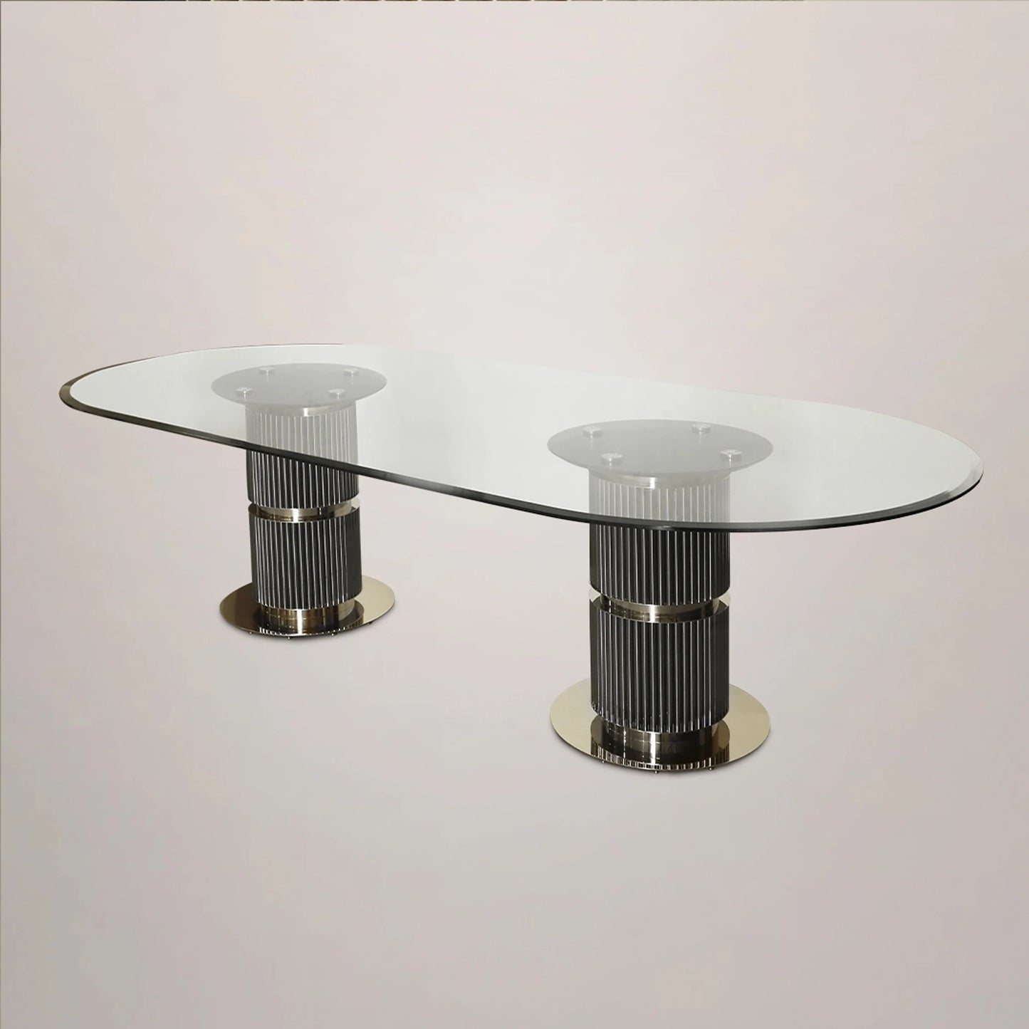 Contemporary Oval Glass Dining Table