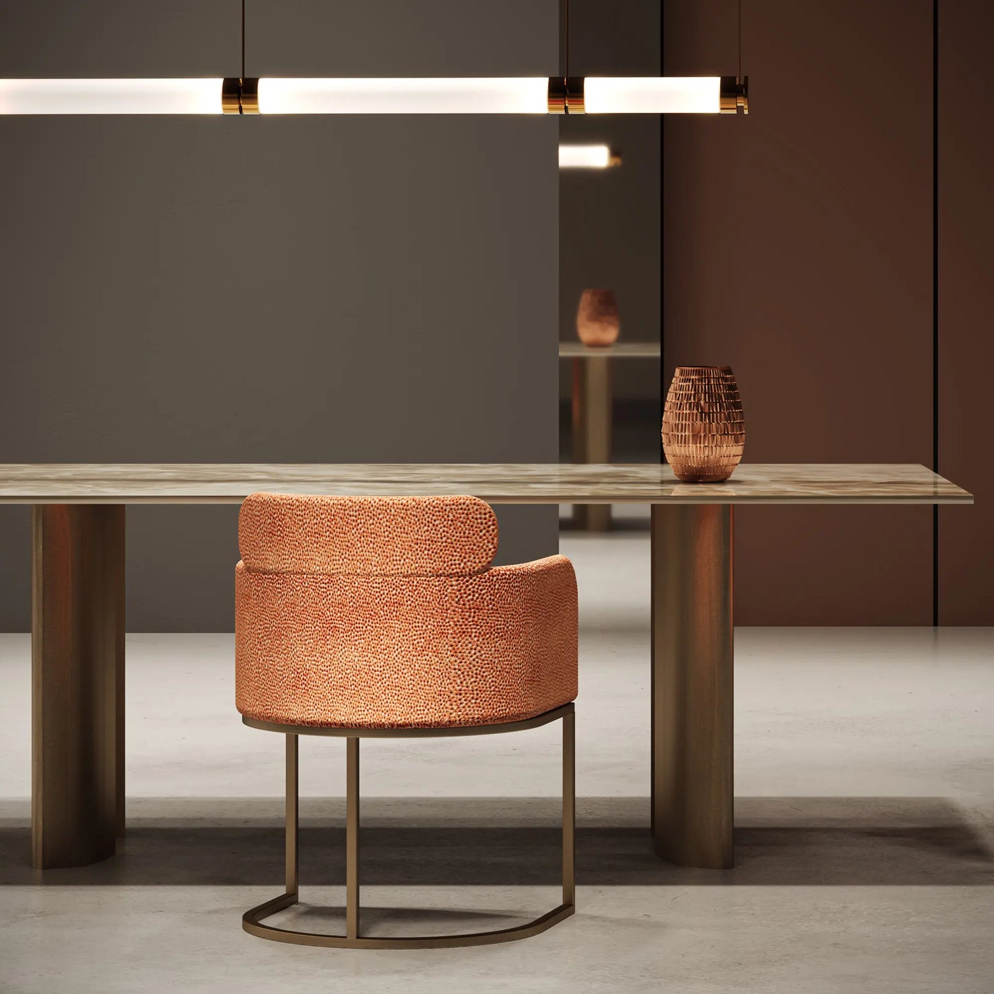 Contemporary Rectangular Faux Marble Dining Table