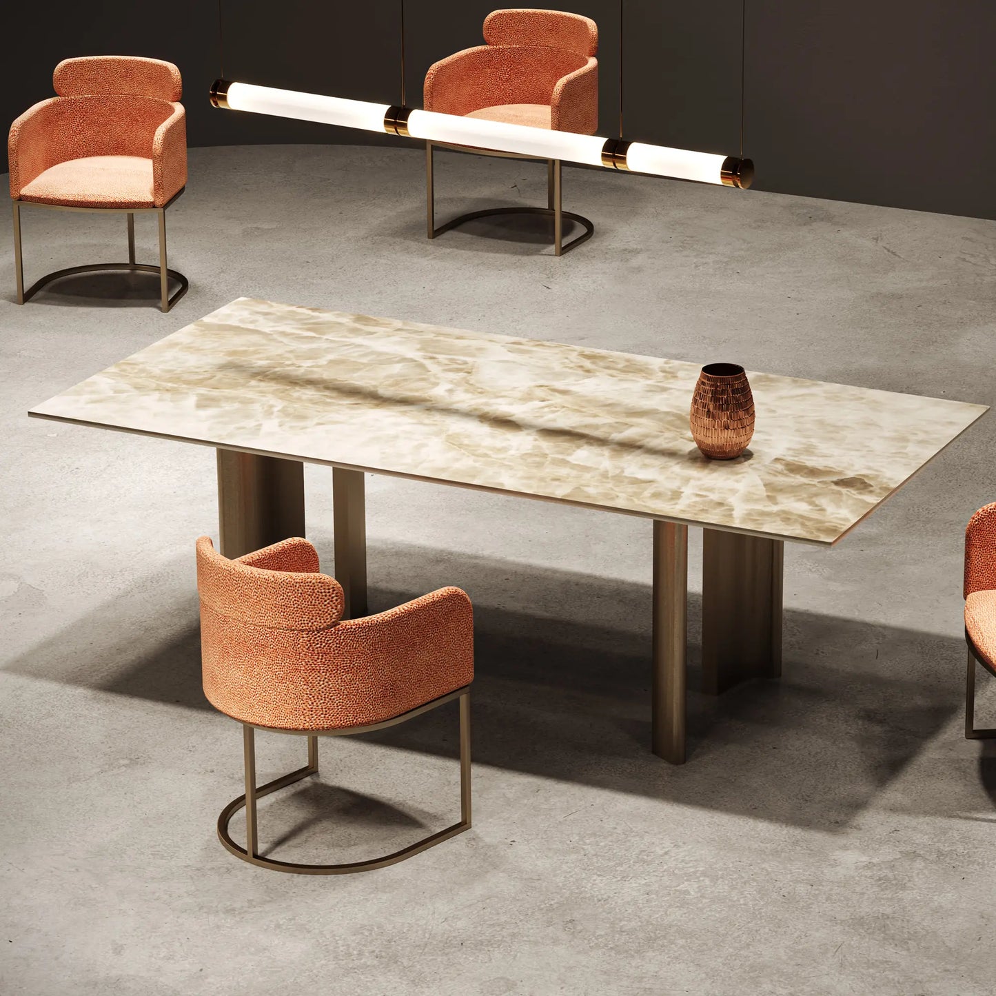 Contemporary Rectangular Faux Marble Dining Table