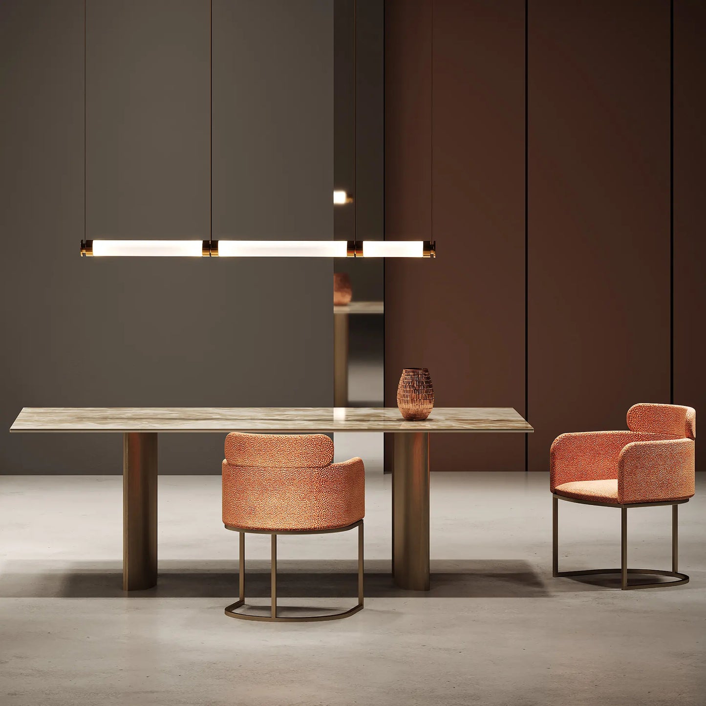 Contemporary Rectangular Faux Marble Dining Table