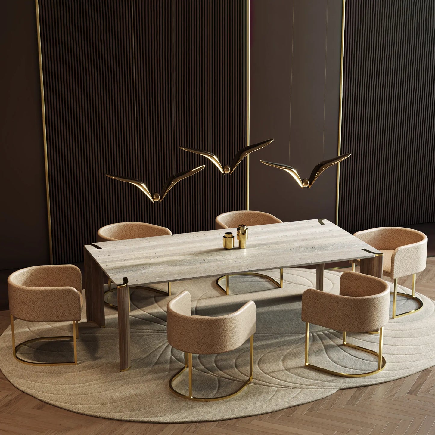 Contemporary Rectangular Stone Dining Table
