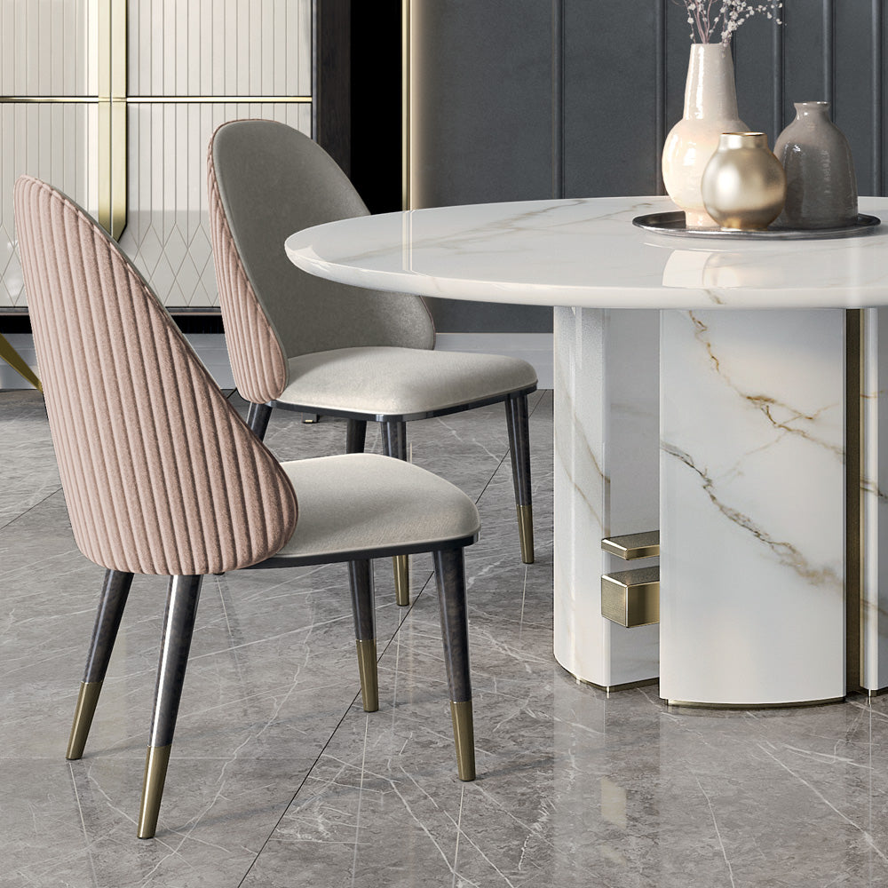Contemporary Round Calacatta Oro Marble Dining Table