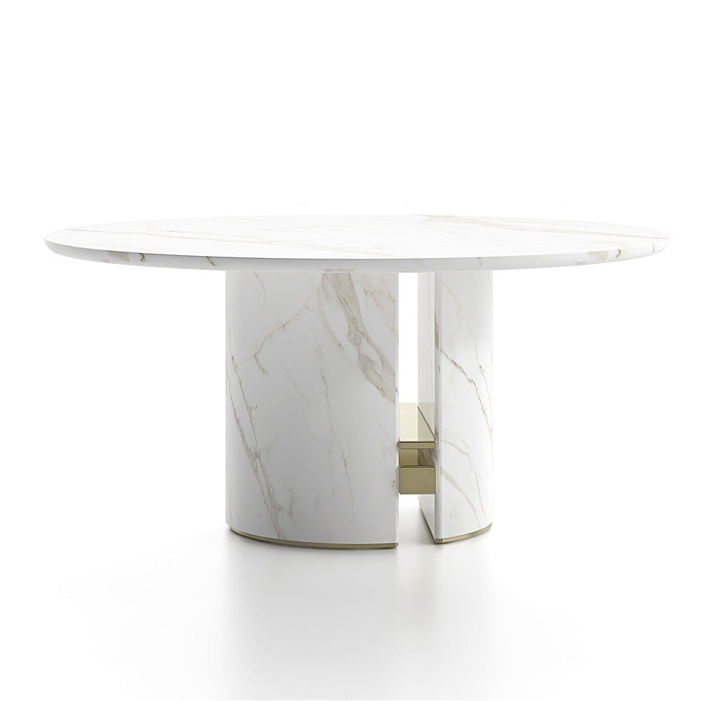 Contemporary Round Calacatta Oro Marble Dining Table