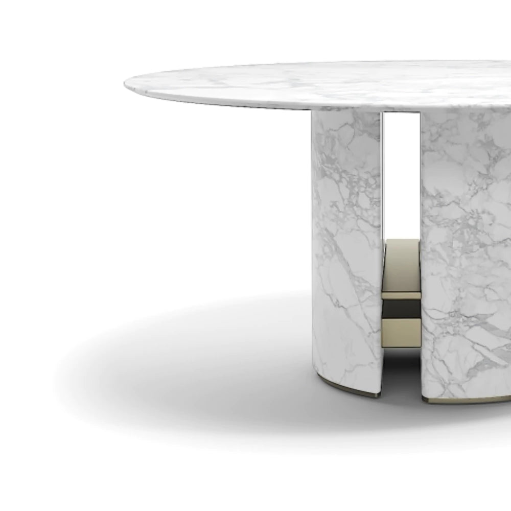 Contemporary Round Calacatta Oro Marble Dining Table