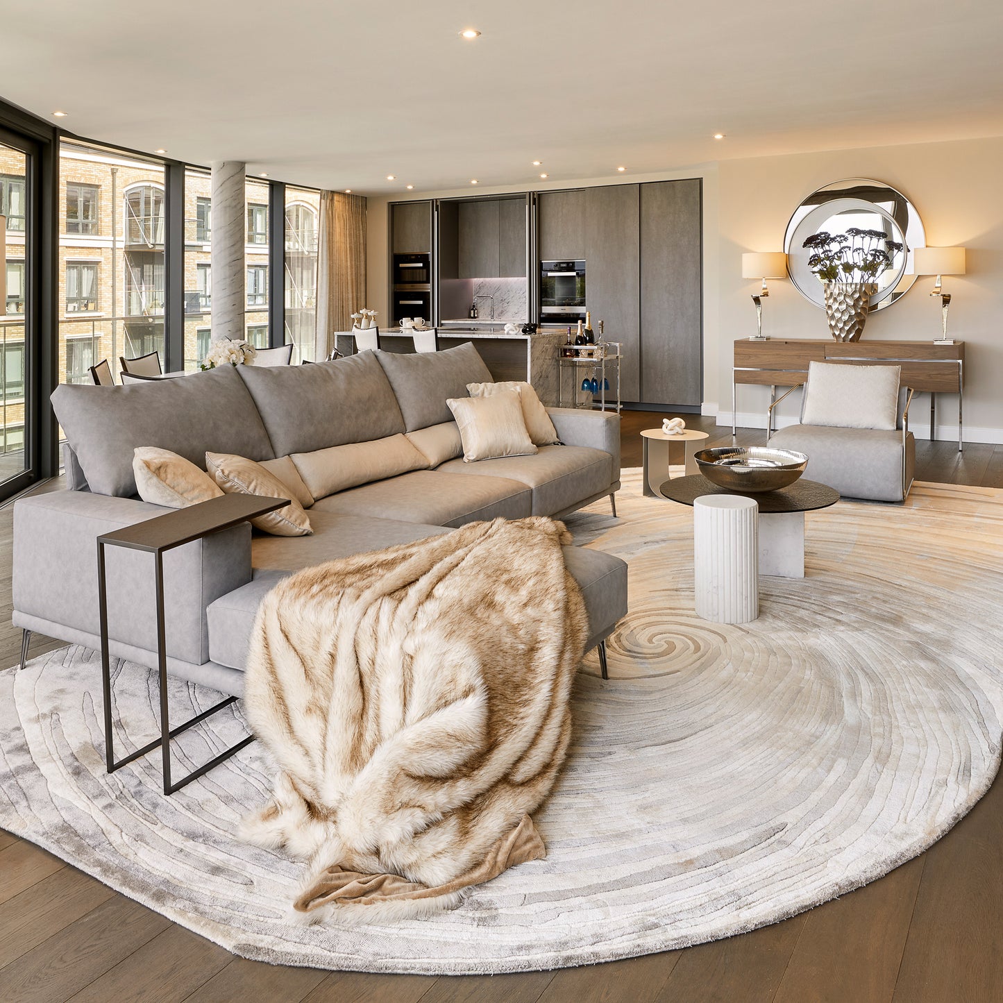 Contemporary Walnut Veneer Sideboard