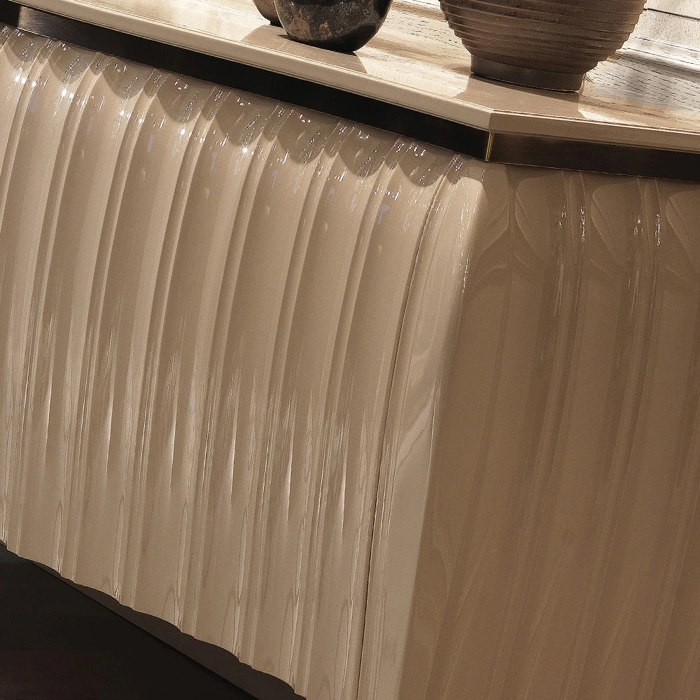 Designer High Gloss Lacquered Curved Front Sideboard Buffet