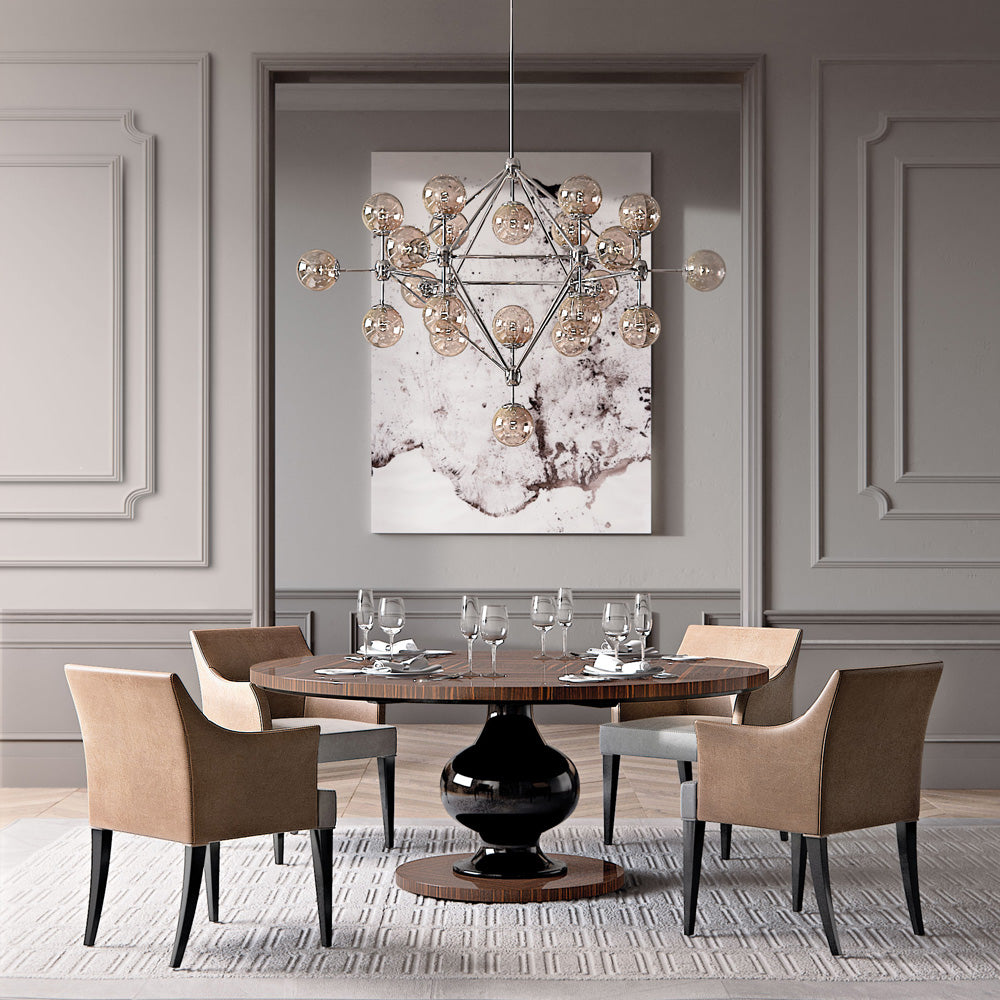 Designer Round Ebony Veneered Dining Table