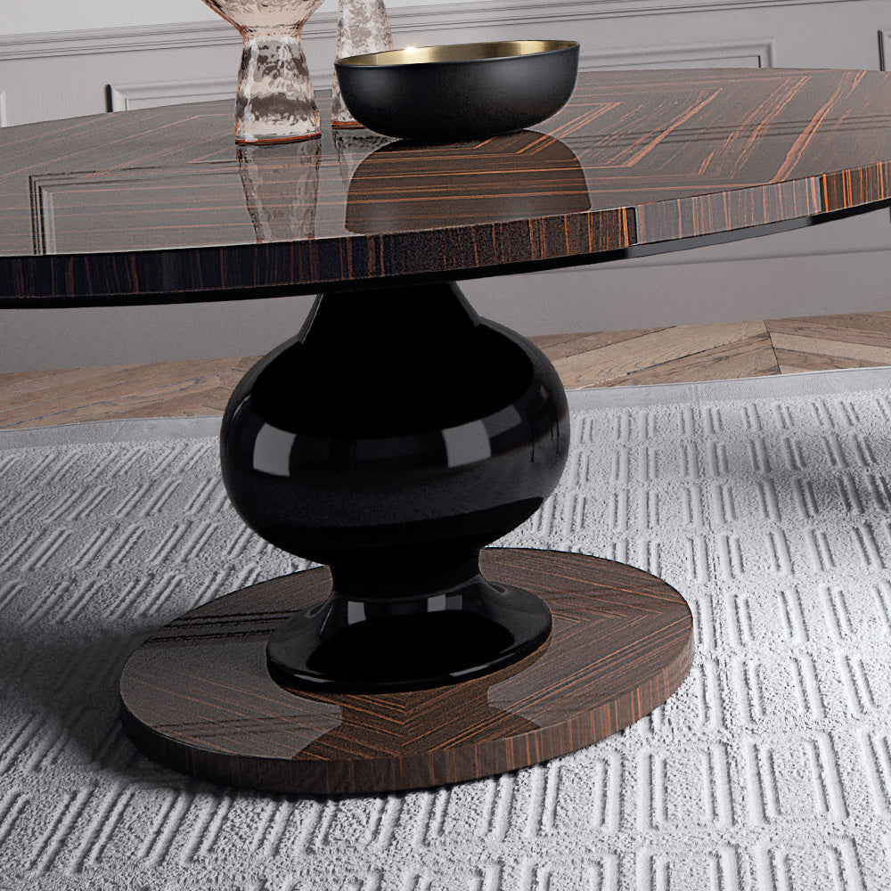 Designer Round Ebony Veneered Dining Table
