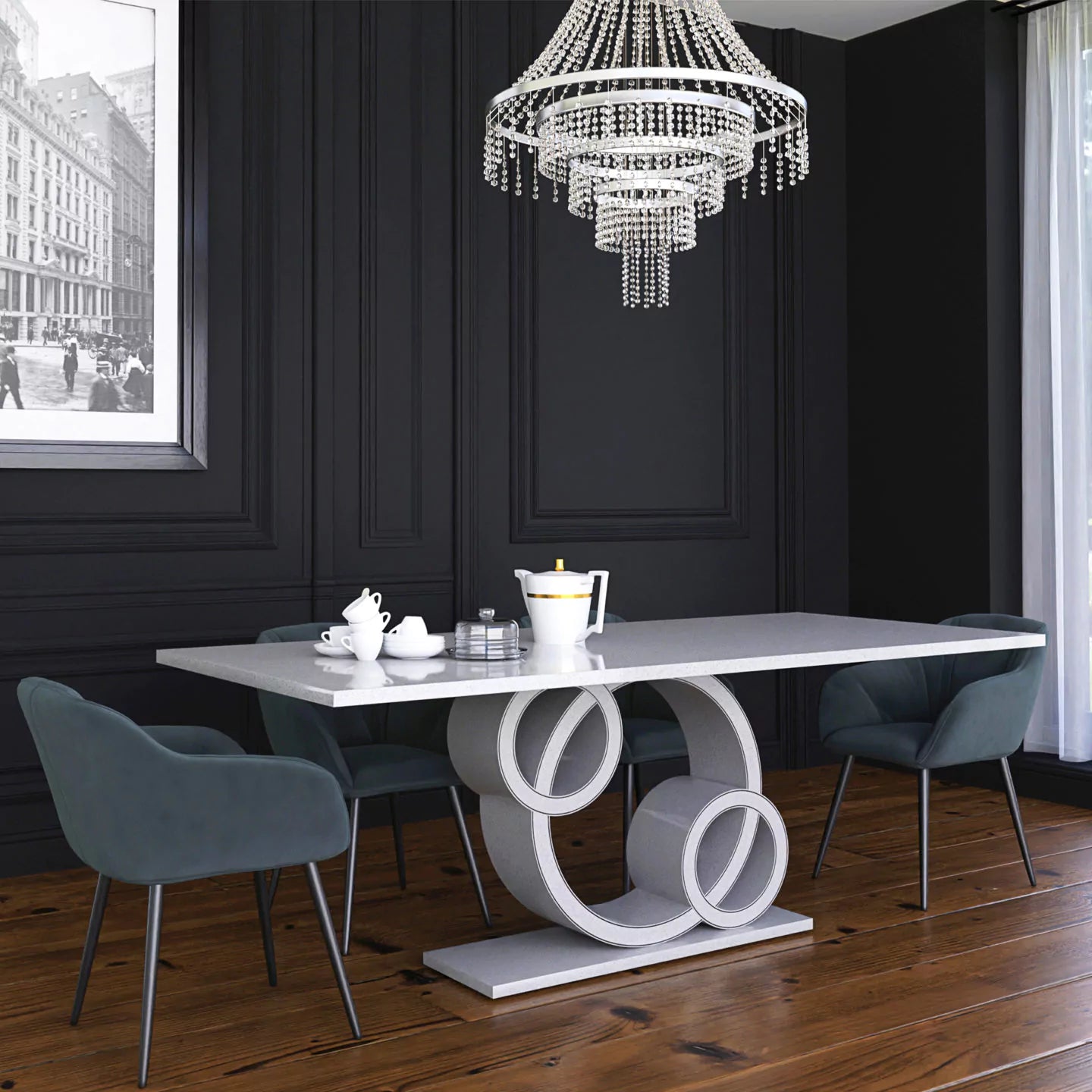 Exclusive Marble Dining Table – Ammonite Ice Quartz