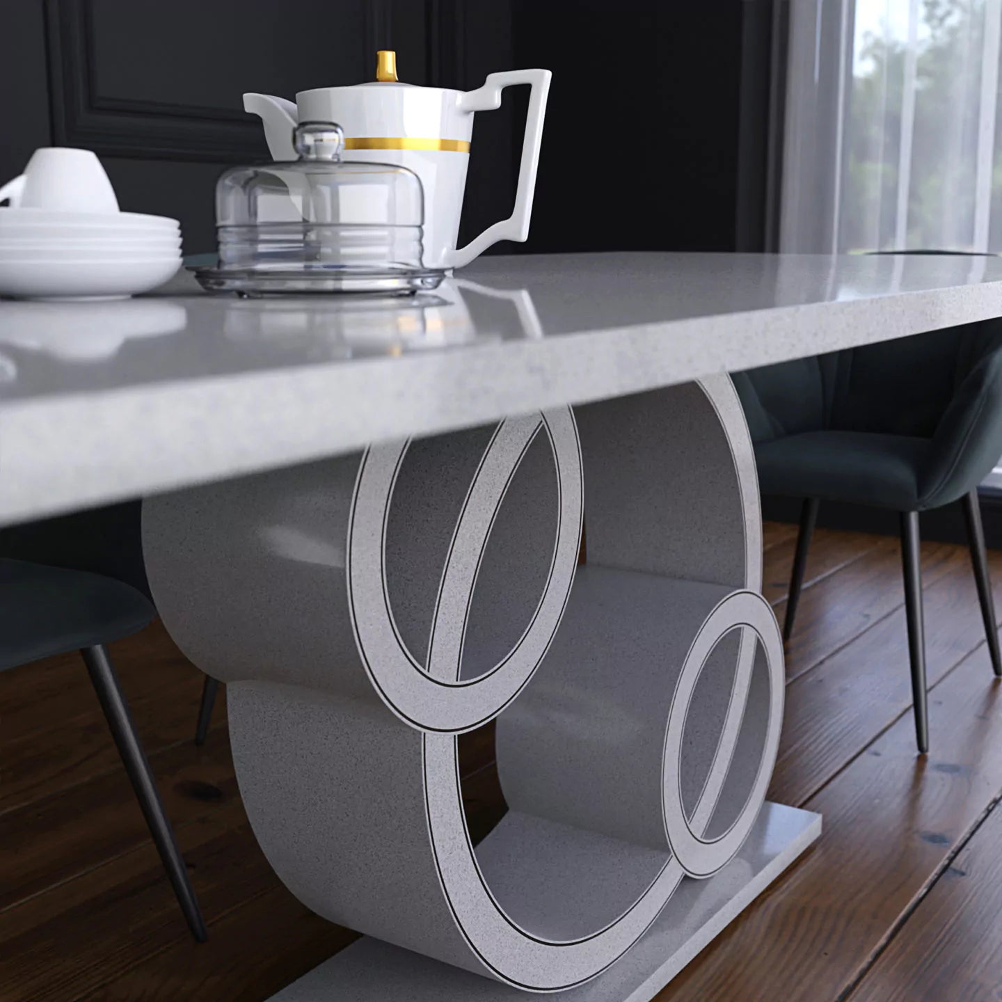 Exclusive Marble Dining Table – Ammonite Ice Quartz