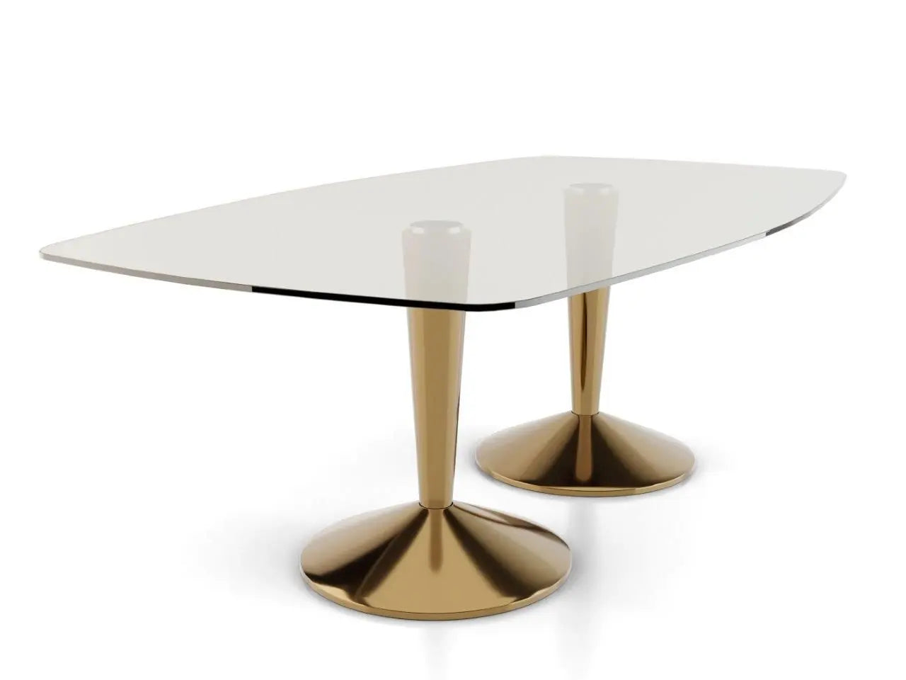 Iona Rectangular Double Brass Pedestal Dining Table